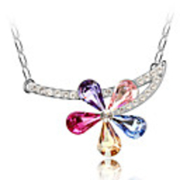 Shining Follower Crystal and Platinum Plated Alloy Necklace