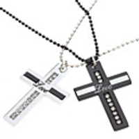 Shining Love Cross Couple Necklace