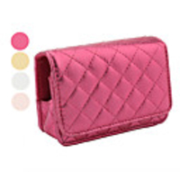 Shiny Light Metallic Quilted-Pattern PU Leather Soft Case for Camera