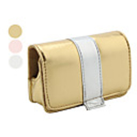 Shiny Light Stripes Pattern PU Leather Soft Camera Case