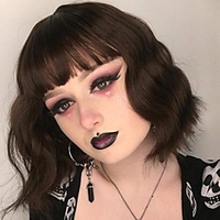 Short Black Wig for Women mixed Brown Highlights Synthetic Wavy Curly Bangs Wig Cosplay Halloween Daily Natural Looking Heat Resistant miniinthebox