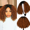Short Hair Kinky Curly Bob Wig Soft Synthetic Water Wave Wigs For Black Women Ombre Glueless Natural Heat Resistant Cosplay Wig miniinthebox