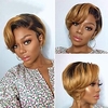 Short Pixie Cut Wig Human Hair Capless Wigs Straight Bob Wigs With Bangs Full Machine Human Hair Wig for Black Women Black Ombre miniinthebox