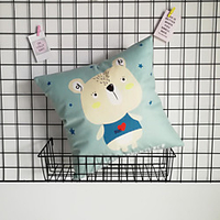Short Plush Blue Series Cartoons Printing Simple Modern Style Pillow Case Cover Living Room Bedroom Sofa Cushion Cover