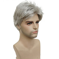 Short Silver gray Wig Mens Short Synthetic Hair Wigs COLOUR CHOICES miniinthebox
