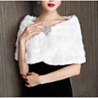 Short Sleeve Coats / Jackets Faux Fur Party / Evening Women