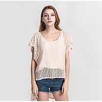 Short Sleeve Ladies / Sweet Lace / Polyester Party / Evening Cover ups With Lace-up / Hollow-out
