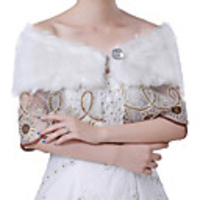 Short Sleeve Shawls Faux Fur Wedding Women
