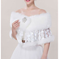 Short Sleeve Shawls Faux Fur Wedding Women