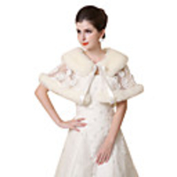 Short Sleeve Shawls Faux Fur Wedding Women