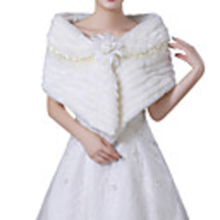 Short Sleeve Shawls Faux Fur Wedding Women