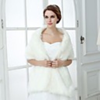 Short Sleeve Shawls Faux Fur Wedding Women
