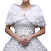 Short Sleeve Shawls Faux Fur Wedding Women