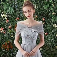Short Sleeve Shawls Organza Wedding / Party / Evening Shawl Wrap With Solid / Crystal Floral Pin miniinthebox