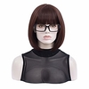 Short Straight Flip in Halloween Costume Women Brown Wig Black Glasses Frame miniinthebox