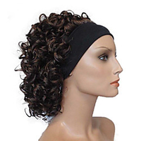 Short Super Curly Dark Brown Silky Soft Headband Wig Synthetic Hair Wigs miniinthebox