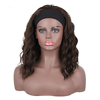 Short Water Wave Bob Headband Wig Synthetic Wigs Short Wavy Brown Half Hair Wigs With Headband Glueless No Colored Headband miniinthebox