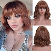 Short Wavy Black Wig with Bangs Short Black Bob Wigs for Women Wavy Bob Wig with Bangs Synthetic Natural Looking Heat Resistant Fiber Wigs miniinthebox