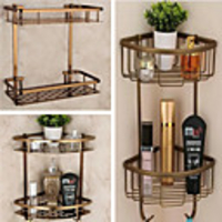 Shower Caddy Organizer for Kitchen Toilet 2-tier Bathroom Corner Shelves with Hook Aluminum - Wall Mounted