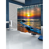 Shower Curtains Hooks Country Polyester Machine Made Waterproof Bathroom
