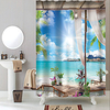Shower Curtains with Hooks Rustic Coconut Bay Scenery Polyester Novelty Fabric Waterproof Shower Curtain for Bathroom