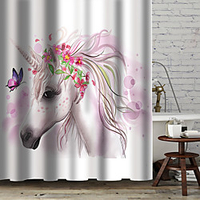 Shower Curtains with Hooks Rustic Unicorn Scenery Polyester Novelty Fabric Waterproof Shower Curtain for Bathroom miniinthebox