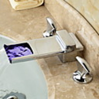 Shower Faucet - Contemporary Wall Mounted Ceramic Valve Bath Shower Mixer Taps