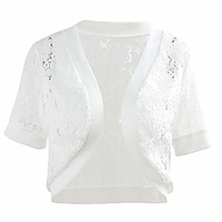 shrugs for women bolero shrugs for women summer short sleeve floral lace open front ladies shrug cardigan (small,  white) miniinthebox