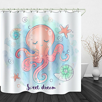 Shy Octopus Print Waterproof Fabric Shower Curtain for Bathroom Home Decor Covered Bathtub Curtains Liner Includes with Hooks