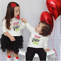 Sibling Suit Tops Heart Letter Athleisure Print White Black Long Sleeve Daily Matching Outfits / Fall / Winter / Cute miniinthebox