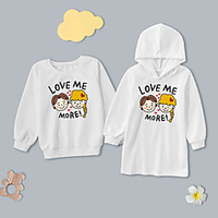 Sibling Suit Tops Heart Letter Athleisure Print White Long Sleeve Above Knee Daily Matching Outfits / Fall / Winter / Cute miniinthebox