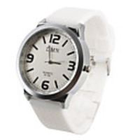 Silcone Band Big Dial Unisex Quartz Wrist Watch - White