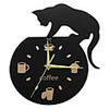 Silent Cartoon Wall Clock Cute Climbing Cat For Drinking Coffee Clock Wall Decoration Cup Coffee Cute Kitten Wall Clock