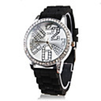 Silicone Band Classic Big Dial Fashion Quartz Women Men Casual Watch - Black