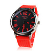 Silicone Band Classic Big Dial Fashion Quartz Women Men Casual Watch - Red