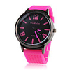 Silicone Band Classic Big Dial Fashion Quartz Women Men Casual Watch - Rose Red