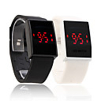 Silicone Band Couple Sports Style Red LED Wrist Watch