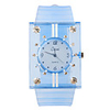 Silicone Band Elegant Crystal Square Wrist Watch - Blue