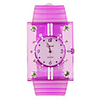 Silicone Band Elegant Crystal Square Wrist Watch - Rose Red