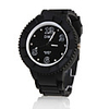 Silicone Band Elegant Crystal Round Wrist Watch - Black