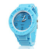 Silicone Band Elegant Crystal Round Wrist Watch - Blue