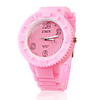 Silicone Band Elegant Crystal Round Wrist Watch - Pink