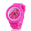 Silicone Band Elegant Crystal Round Wrist Watch - Purple