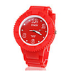 Silicone Band Elegant Crystal Round Wrist Watch - Red