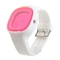 Silicone Band Fashion Women Men Unisex Casual Jelly Sport Watch - Peach Red