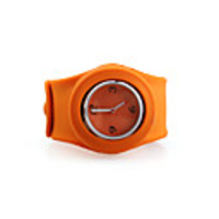 Silicone Band Fashiona Men Casual Jelly Clap Watch - Orange