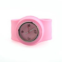 Silicone Band Fashiona Men Casual Jelly Clap Watch - Pink