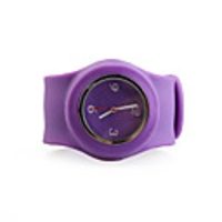 Silicone Band Fashiona Men Casual Jelly Clap Watch - Purple