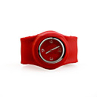 Silicone Band Fashiona Men Casual Jelly Clap Watch - Red