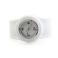 Silicone Band Fashiona Men Casual Jelly Clap Watch - White